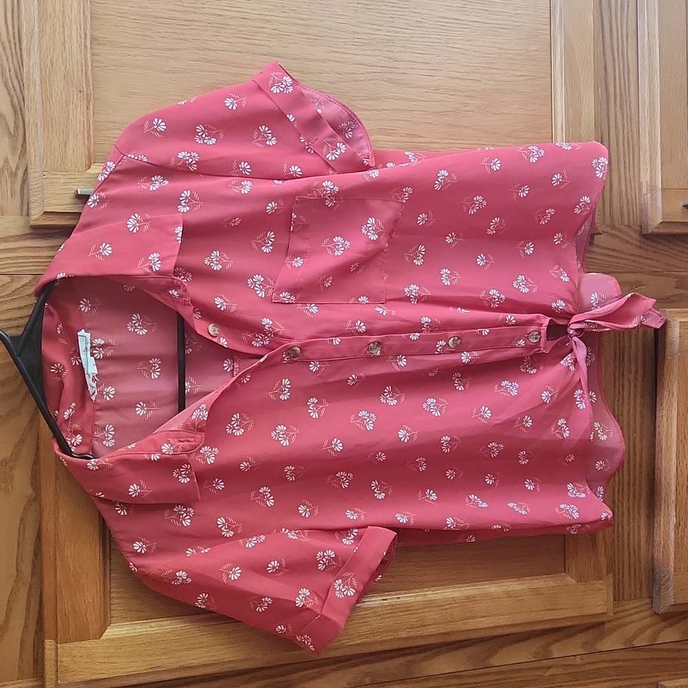 Hippie Rose Floral Button Down & Tie Top S